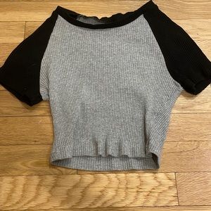 grey and black crop top
